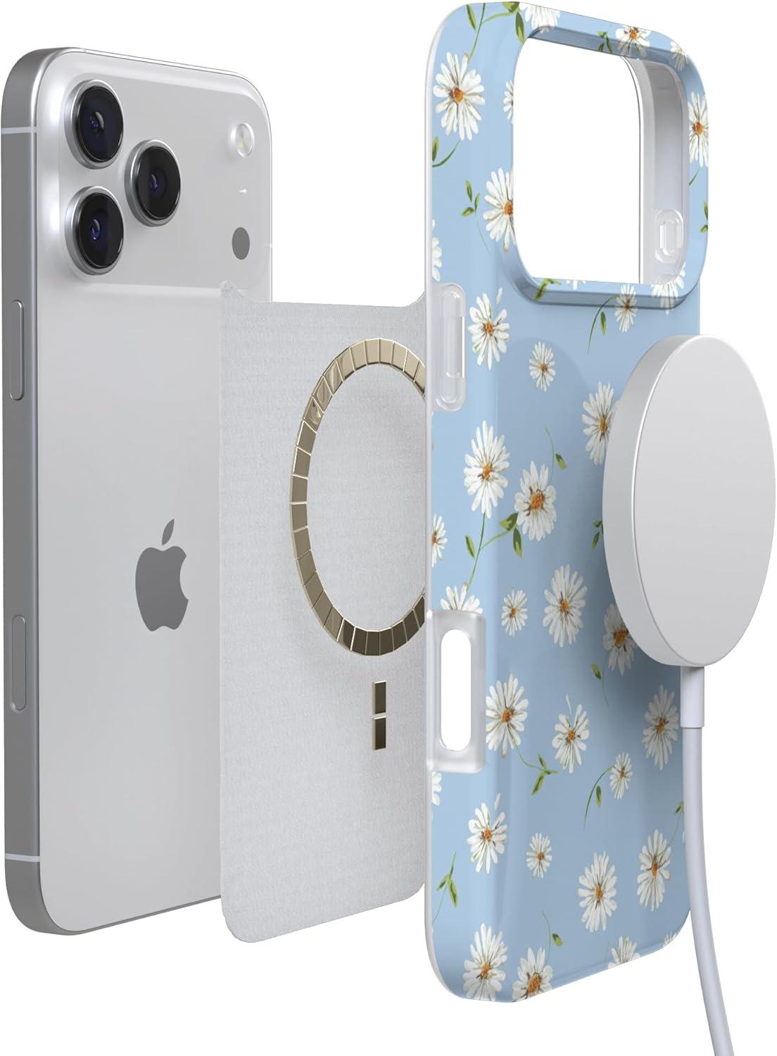 imageCasely iPhone 17 Pro Max Case  Field of Flowers  Pastel Floral  Compatible with MagSafe  Classic Ultra Slim DesignDaisy Daydream  Baby Blue Floral