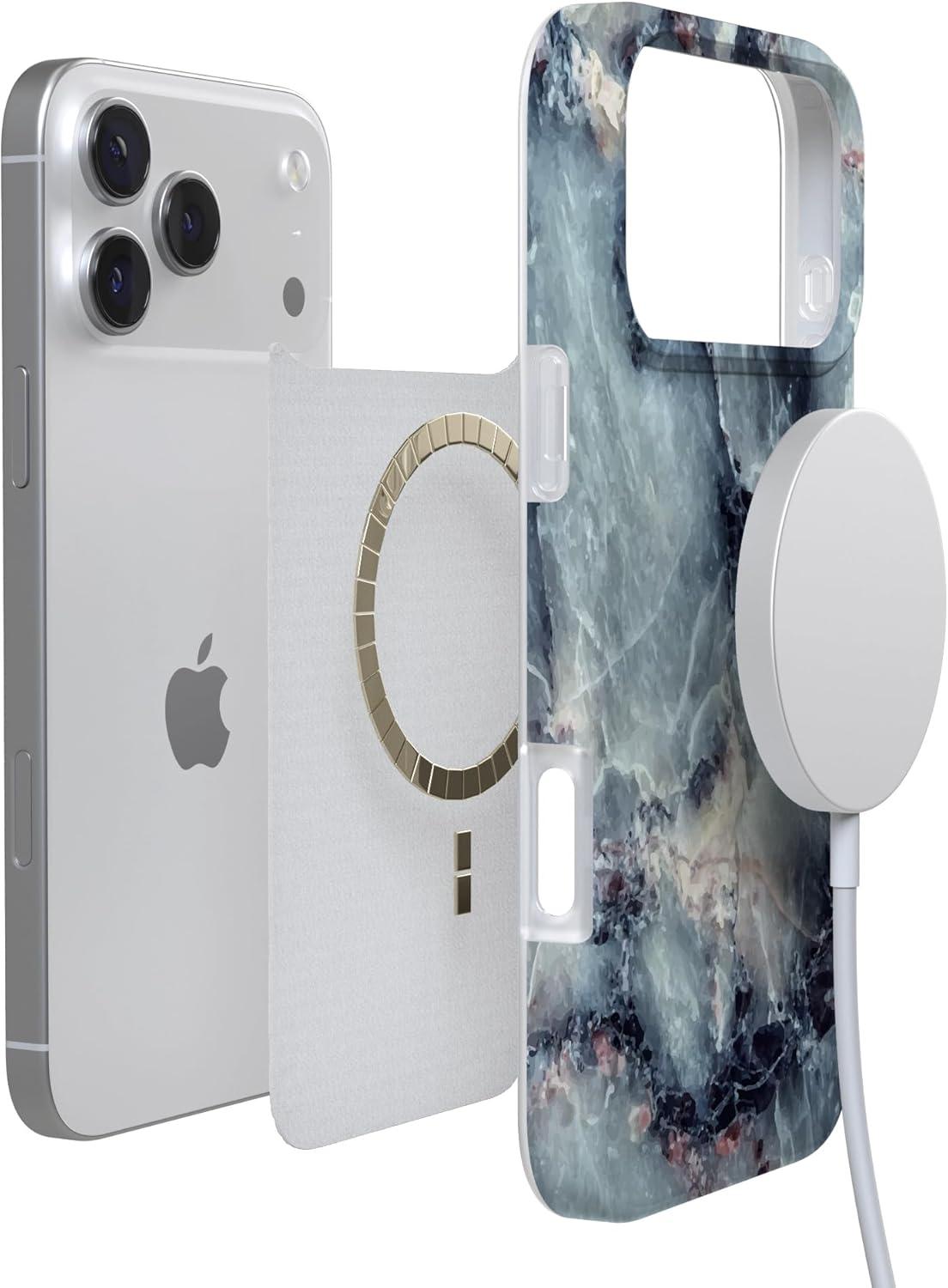 imageCasely iPhone 17 Pro Max Case  Field of Flowers  Pastel Floral  Compatible with MagSafe  Classic Ultra Slim DesignDeep Sea  Blue Marble