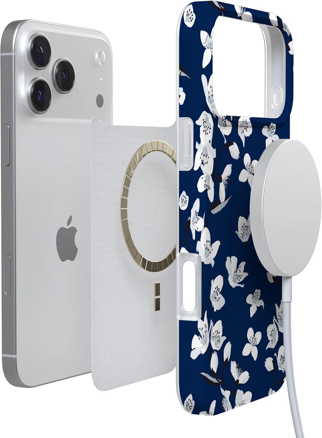imageCasely iPhone 17 Pro Max Case  Field of Flowers  Pastel Floral  Compatible with MagSafe  Classic Ultra Slim DesignFloral Forest  Navy Cherry Blossom Floral