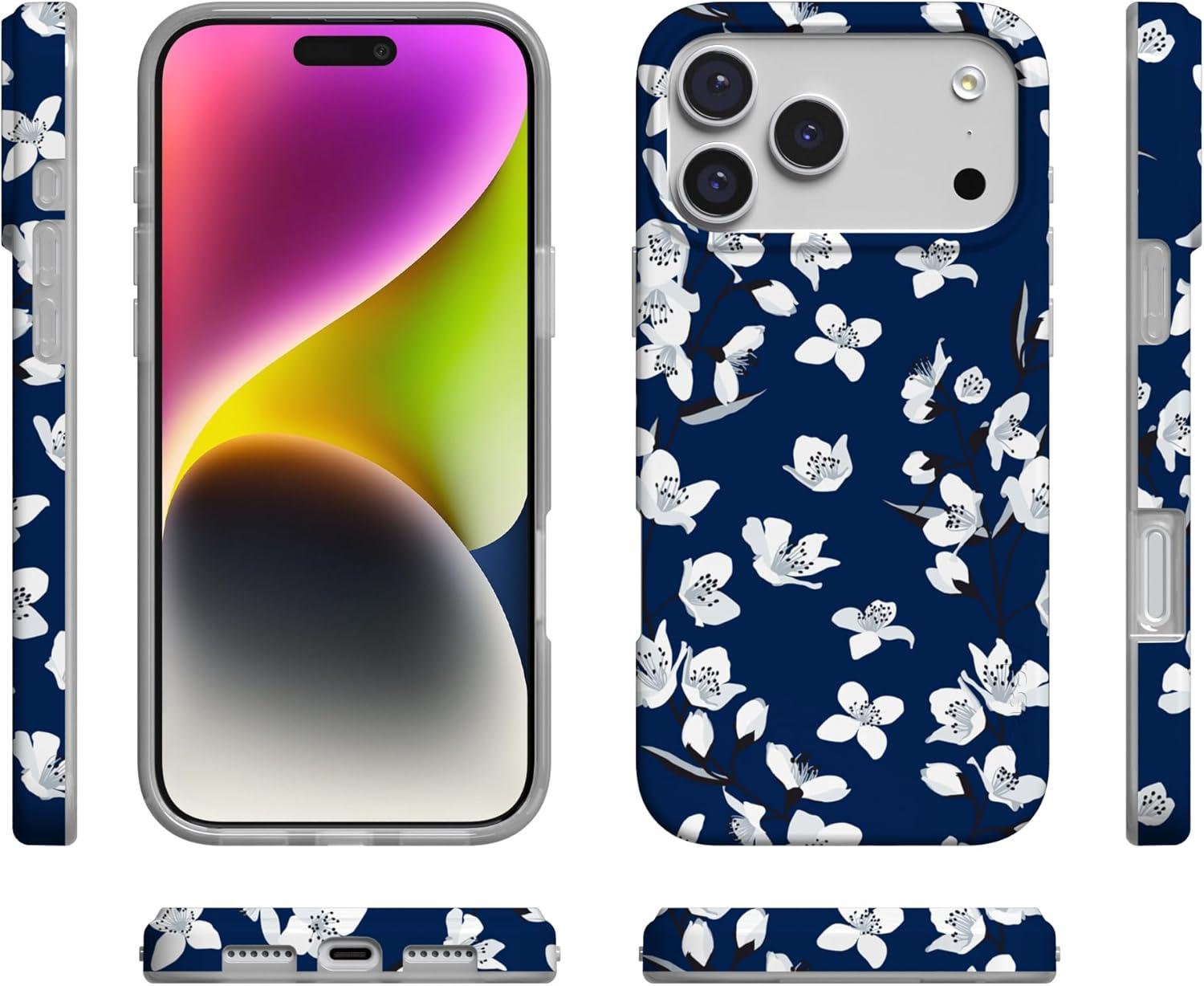 imageCasely iPhone 17 Pro Max Case  Field of Flowers  Pastel Floral  Compatible with MagSafe  Classic Ultra Slim DesignFloral Forest  Navy Cherry Blossom Floral