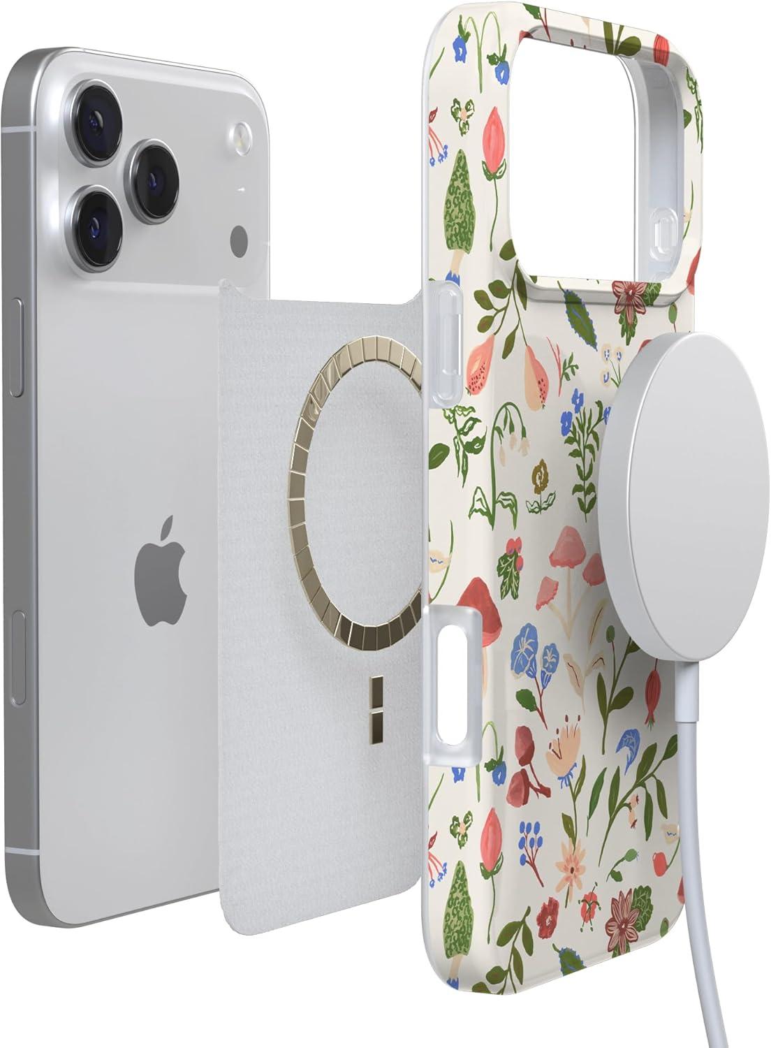 imageCasely iPhone 17 Pro Max Case  Field of Flowers  Pastel Floral  Compatible with MagSafe  Classic Ultra Slim DesignGarden Party  Mushroom Floral
