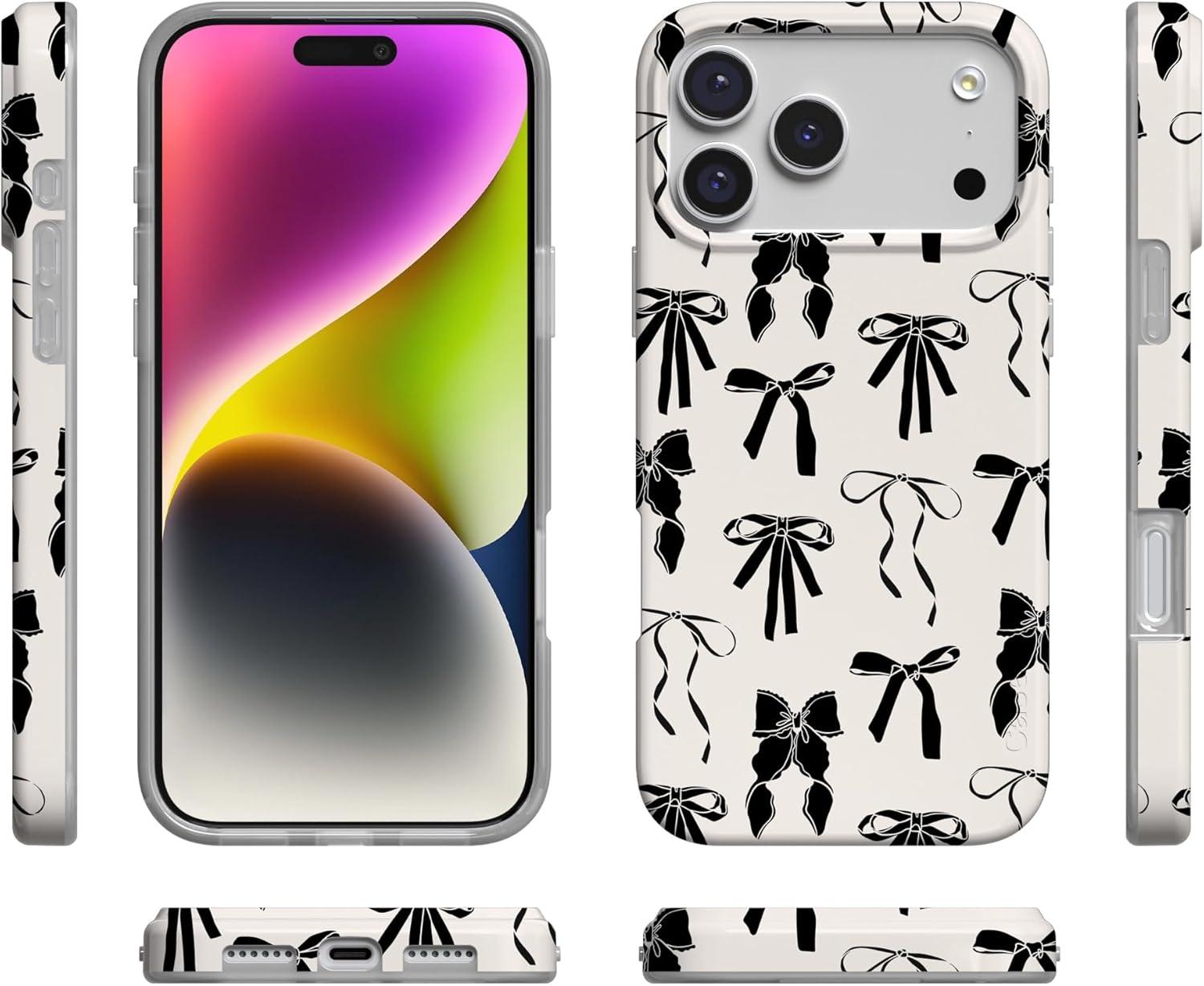 imageCasely iPhone 17 Pro Max Case  Field of Flowers  Pastel Floral  Compatible with MagSafe  Classic Ultra Slim DesignGoth Girlie  Black Bows