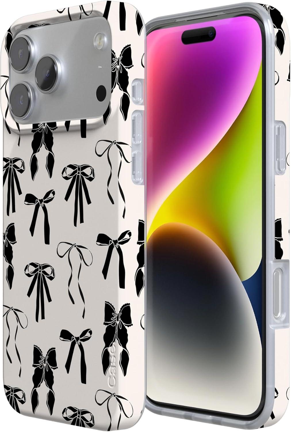 imageCasely iPhone 17 Pro Max Case  Field of Flowers  Pastel Floral  Compatible with MagSafe  Classic Ultra Slim DesignGoth Girlie  Black Bows