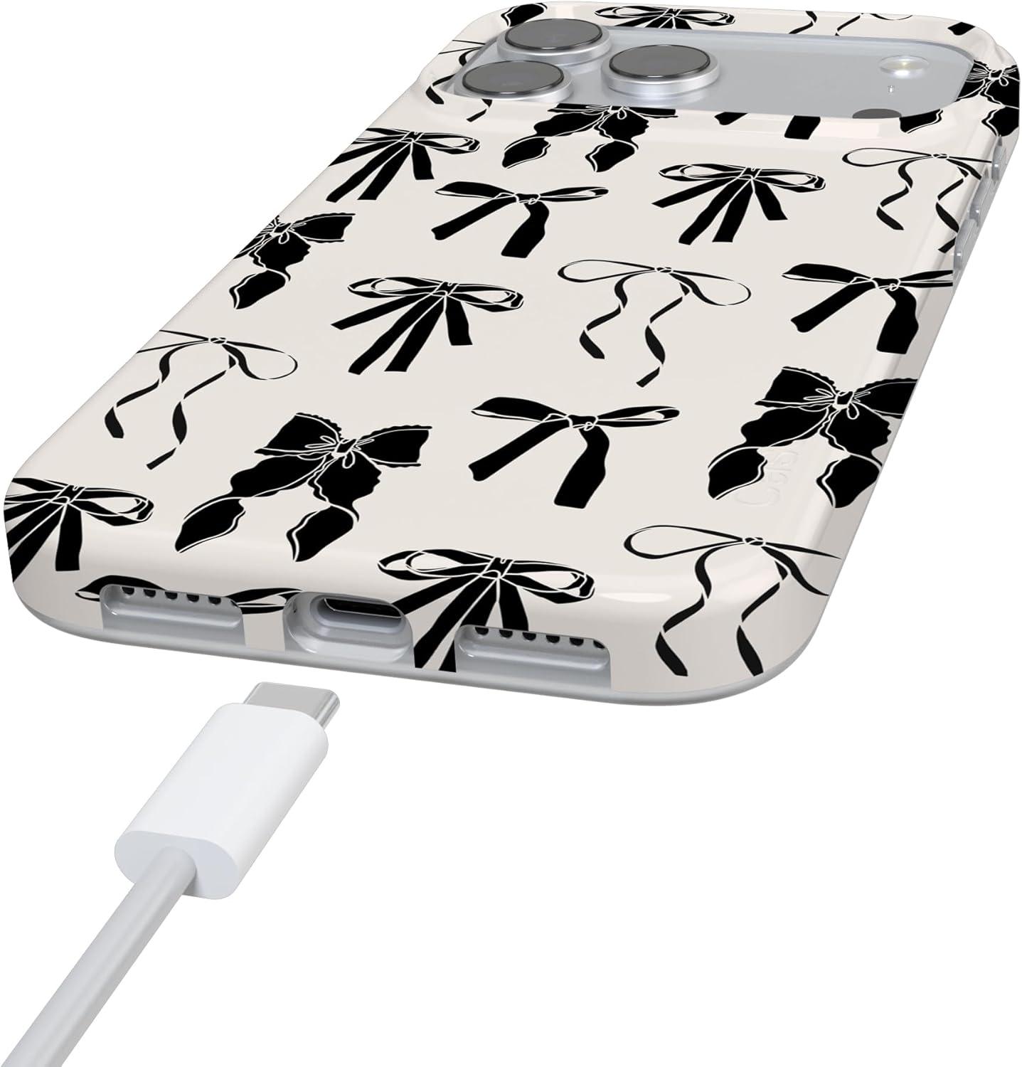 imageCasely iPhone 17 Pro Max Case  Field of Flowers  Pastel Floral  Compatible with MagSafe  Classic Ultra Slim DesignGoth Girlie  Black Bows