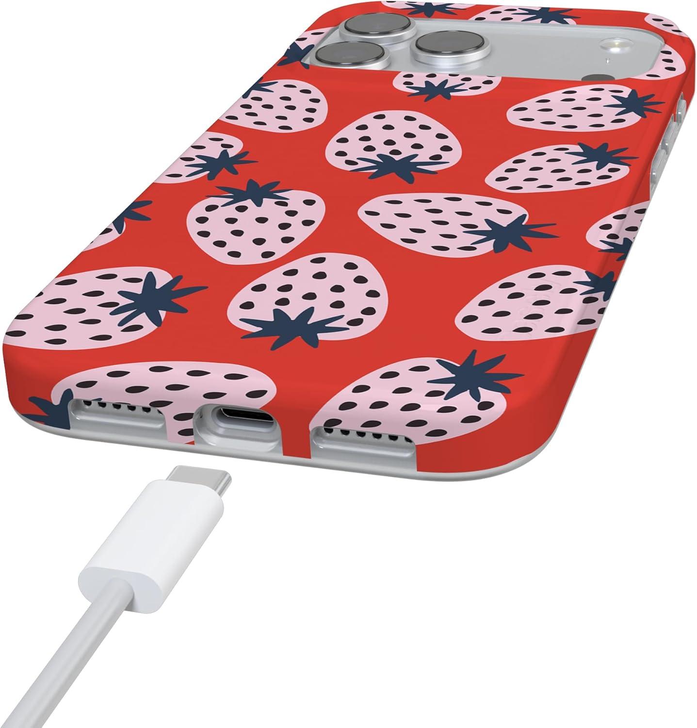 imageCasely iPhone 17 Pro Max Case  Field of Flowers  Pastel Floral  Compatible with MagSafe  Classic Ultra Slim DesignId Pick You  Red Strawberry