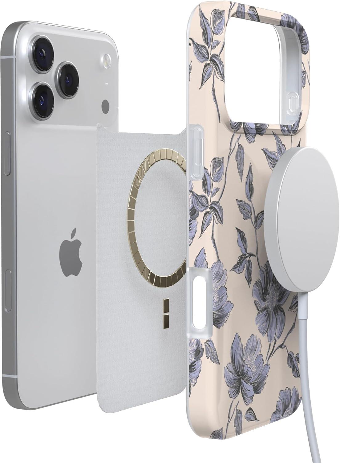 imageCasely iPhone 17 Pro Max Case  Field of Flowers  Pastel Floral  Compatible with MagSafe  Classic Ultra Slim DesignInk  Iris  Vintage Floral