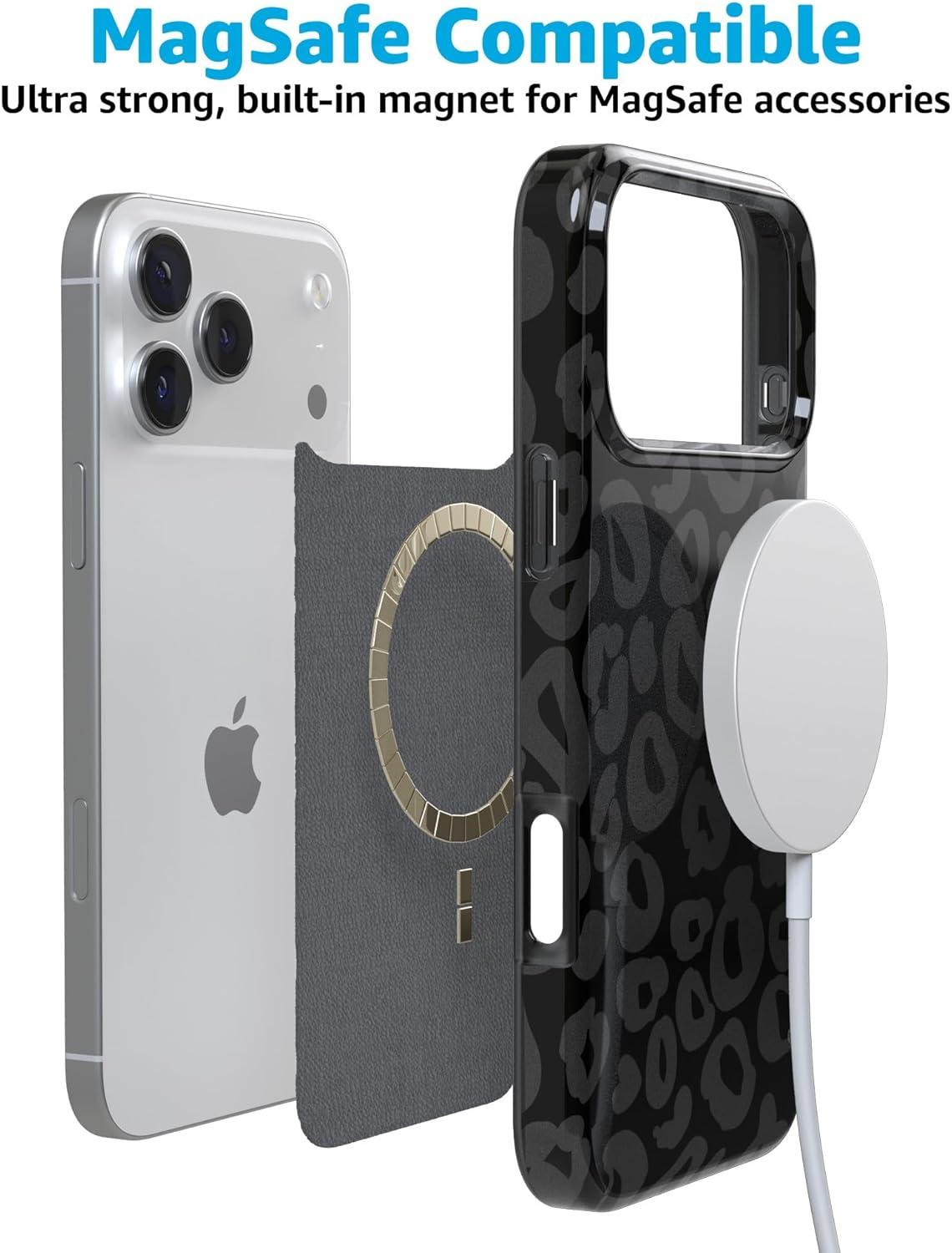 imageCasely iPhone 17 Pro Max Case  Field of Flowers  Pastel Floral  Compatible with MagSafe  Classic Ultra Slim DesignInto the Wild  Black Leopard