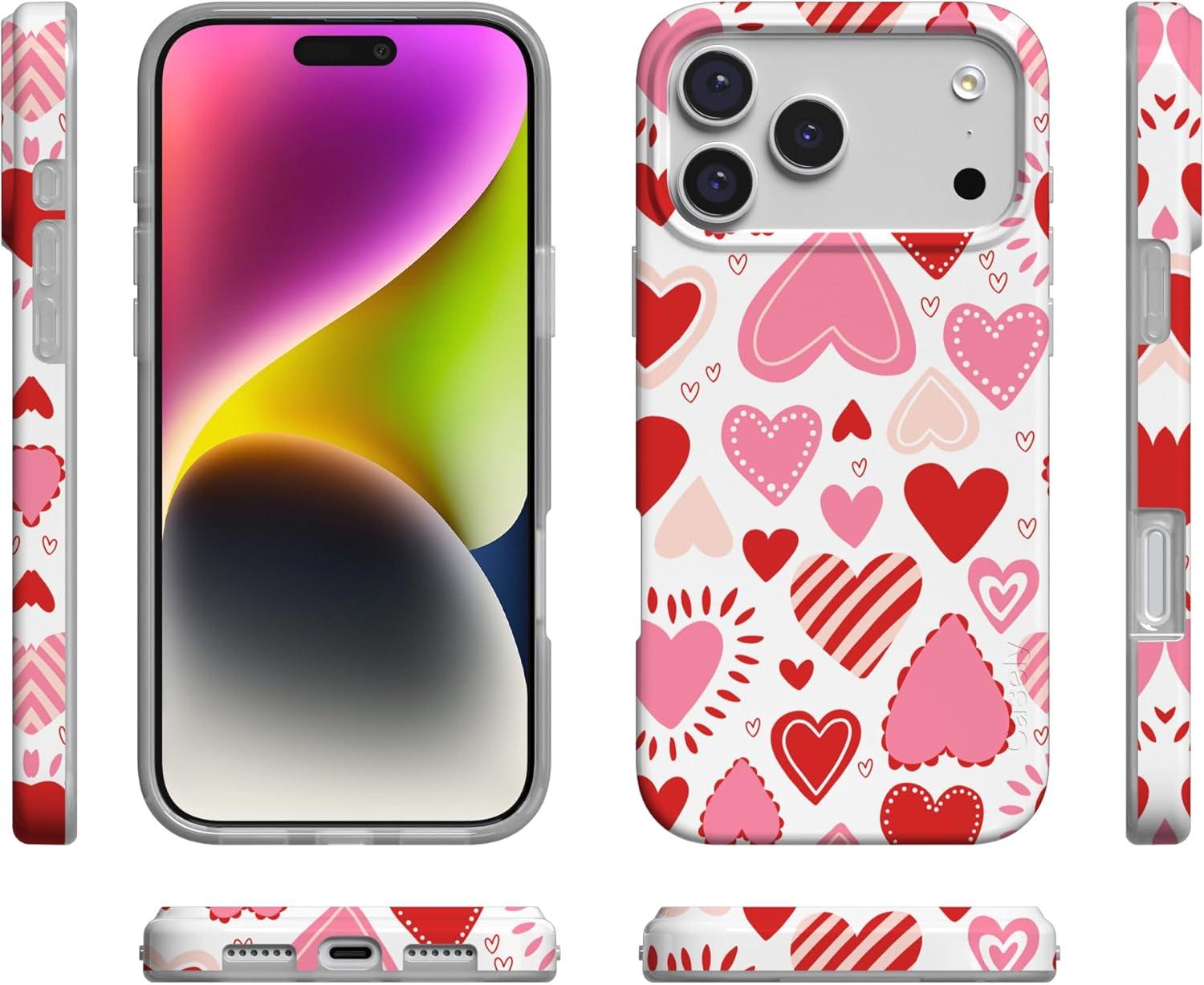 imageCasely iPhone 17 Pro Max Case  Field of Flowers  Pastel Floral  Compatible with MagSafe  Classic Ultra Slim DesignLove Struck  Heart Stickers