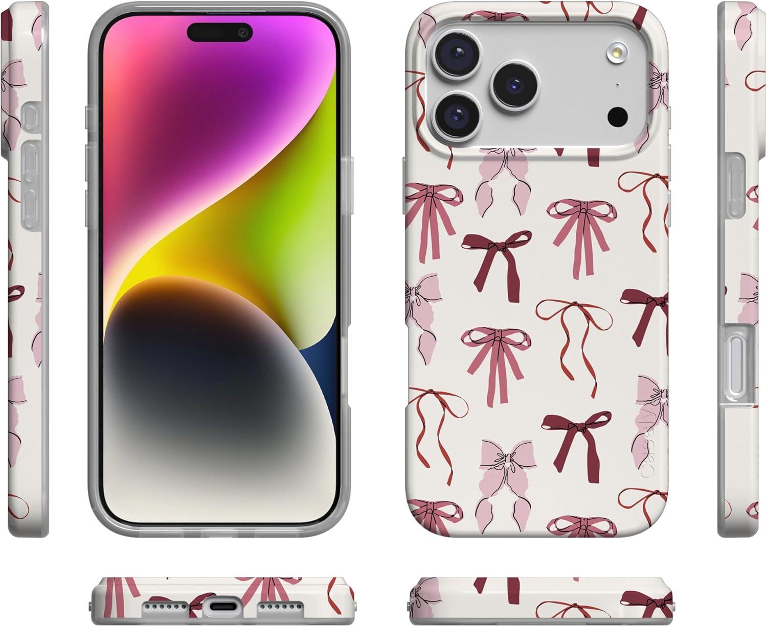 imageCasely iPhone 17 Pro Max Case  Field of Flowers  Pastel Floral  Compatible with MagSafe  Classic Ultra Slim DesignLover Girlie  Pink Bows