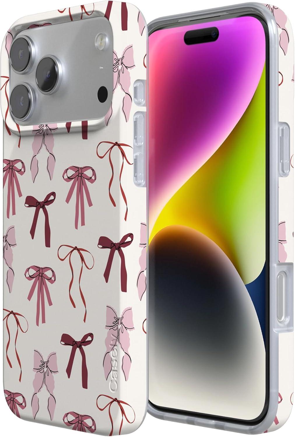 imageCasely iPhone 17 Pro Max Case  Field of Flowers  Pastel Floral  Compatible with MagSafe  Classic Ultra Slim DesignLover Girlie  Pink Bows