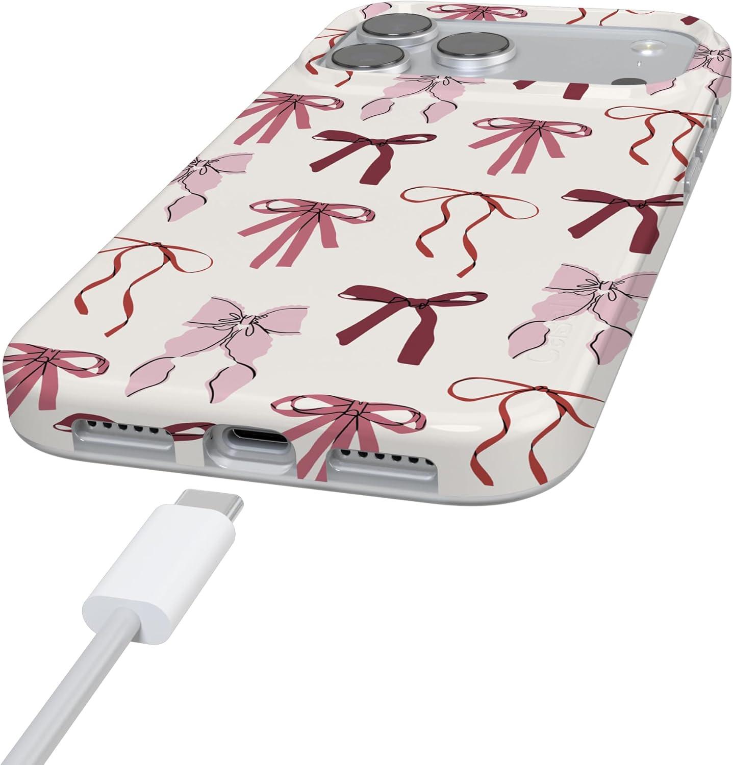 imageCasely iPhone 17 Pro Max Case  Field of Flowers  Pastel Floral  Compatible with MagSafe  Classic Ultra Slim DesignLover Girlie  Pink Bows