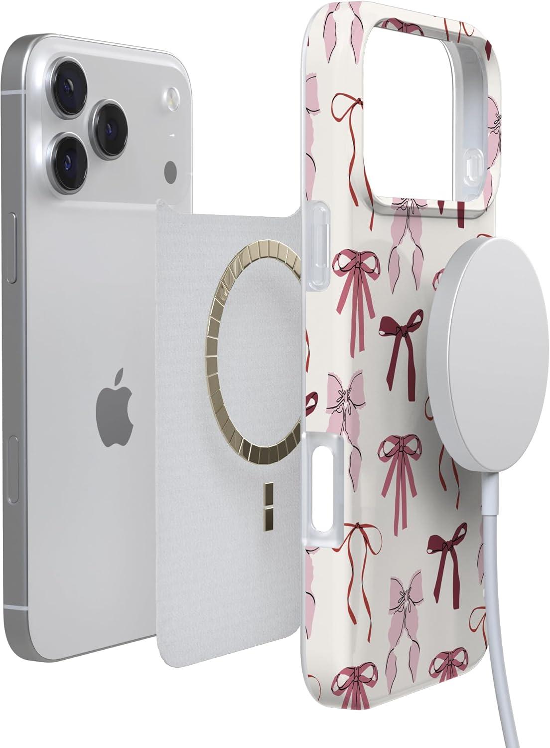 imageCasely iPhone 17 Pro Max Case  Field of Flowers  Pastel Floral  Compatible with MagSafe  Classic Ultra Slim DesignLover Girlie  Pink Bows