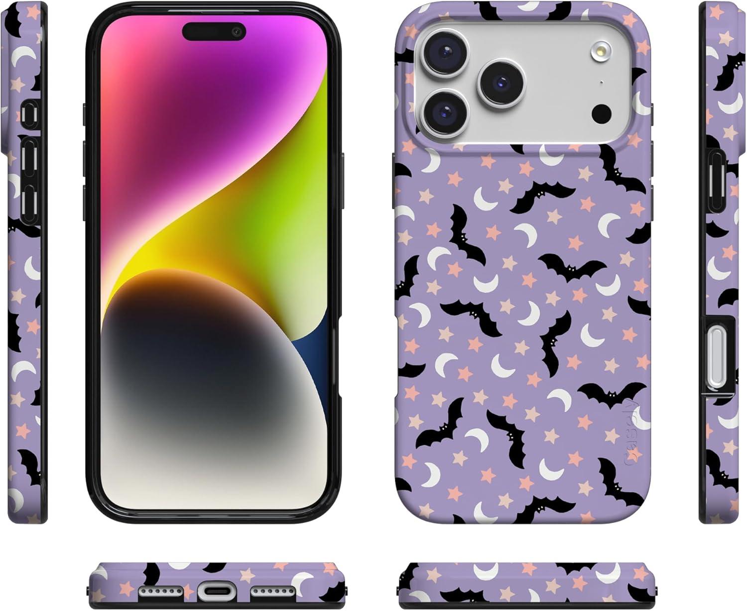 imageCasely iPhone 17 Pro Max Case  Field of Flowers  Pastel Floral  Compatible with MagSafe  Classic Ultra Slim DesignMidnight Flight  Celestial Bats