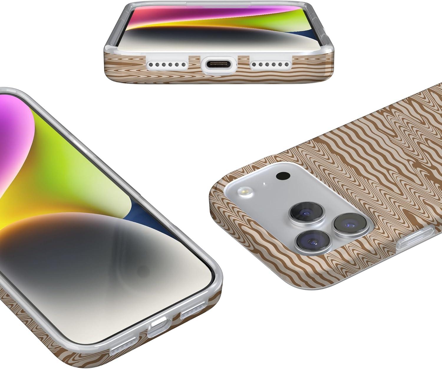 imageCasely iPhone 17 Pro Max Case  Field of Flowers  Pastel Floral  Compatible with MagSafe  Classic Ultra Slim DesignMocha Ripple  Brown Waves