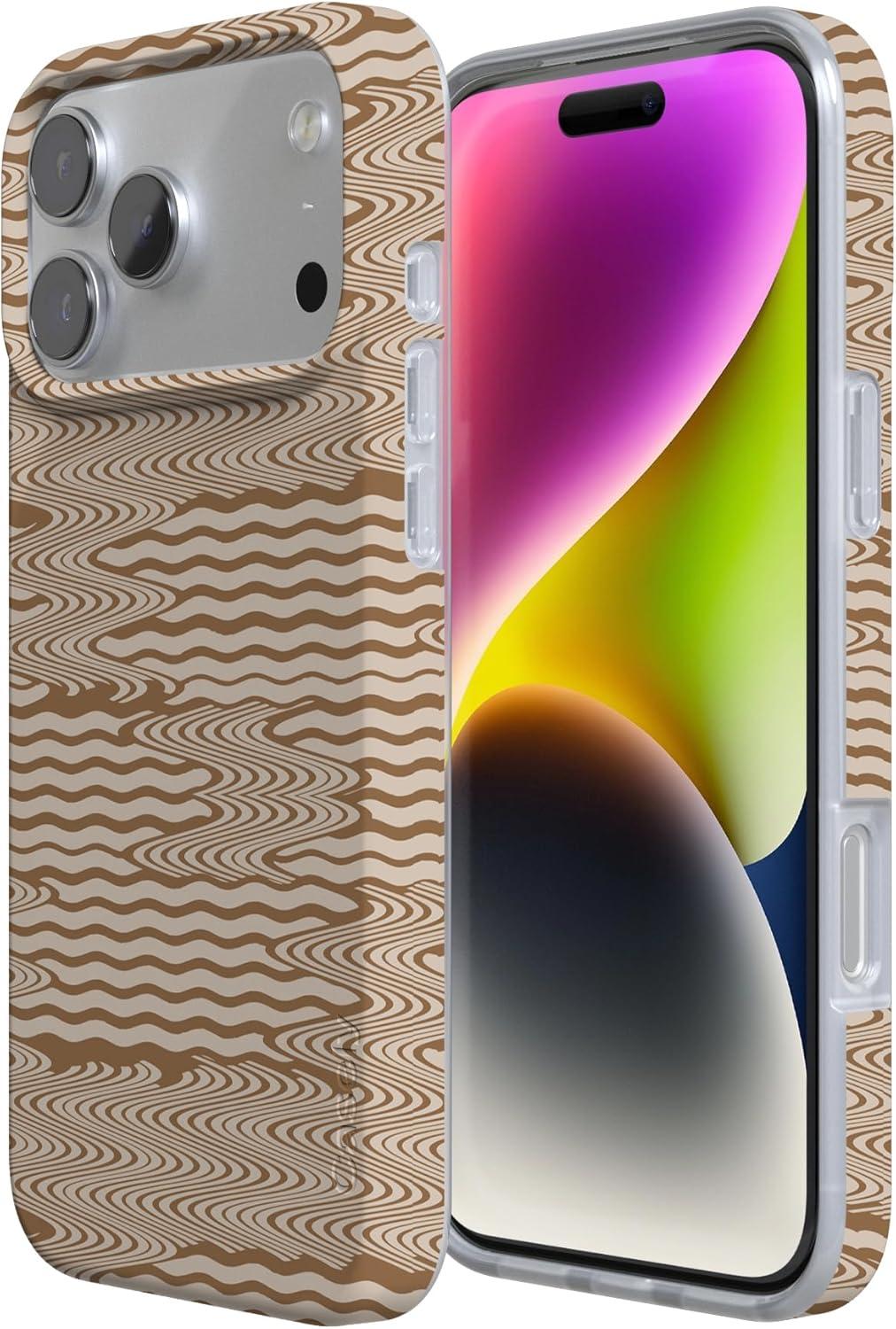 imageCasely iPhone 17 Pro Max Case  Field of Flowers  Pastel Floral  Compatible with MagSafe  Classic Ultra Slim DesignMocha Ripple  Brown Waves