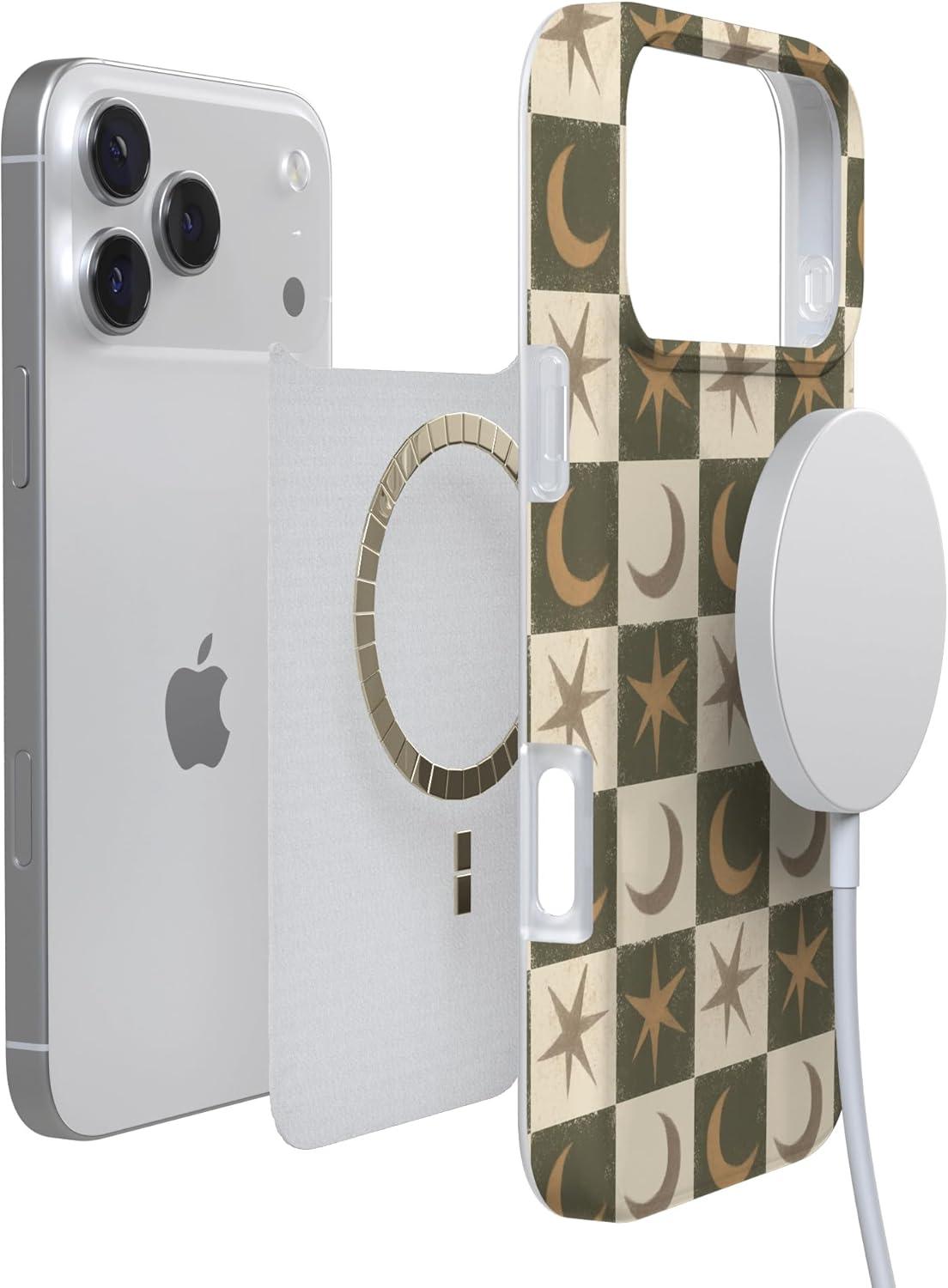 imageCasely iPhone 17 Pro Max Case  Field of Flowers  Pastel Floral  Compatible with MagSafe  Classic Ultra Slim DesignMystic Moonstar  Green Celestial