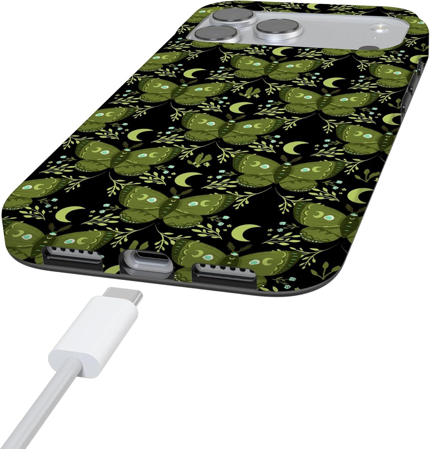 imageCasely iPhone 17 Pro Max Case  Field of Flowers  Pastel Floral  Compatible with MagSafe  Classic Ultra Slim DesignMystic Moths  Green Twilight