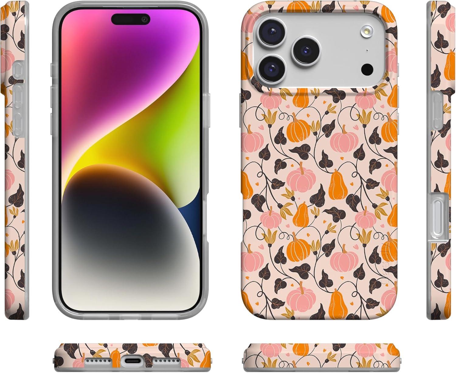 imageCasely iPhone 17 Pro Max Case  Field of Flowers  Pastel Floral  Compatible with MagSafe  Classic Ultra Slim DesignPumpkin Princess  Harvest Vines