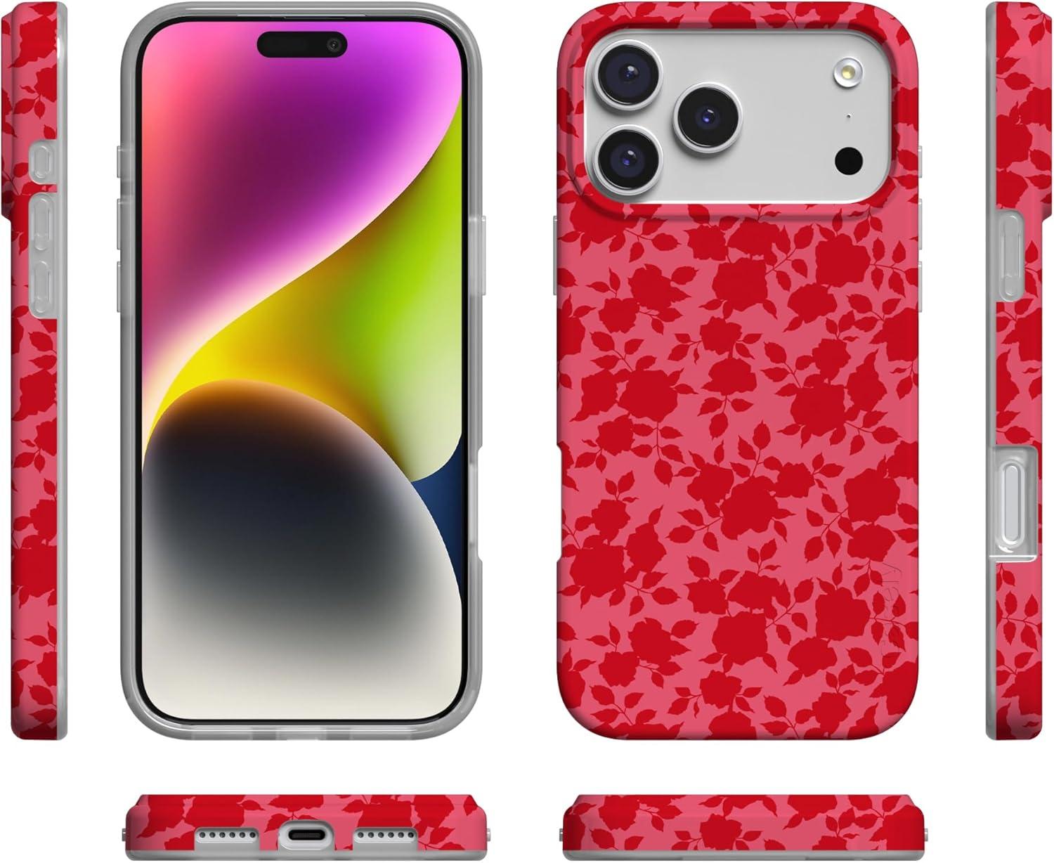 imageCasely iPhone 17 Pro Max Case  Field of Flowers  Pastel Floral  Compatible with MagSafe  Classic Ultra Slim DesignRose Garden  Red Aesthetic