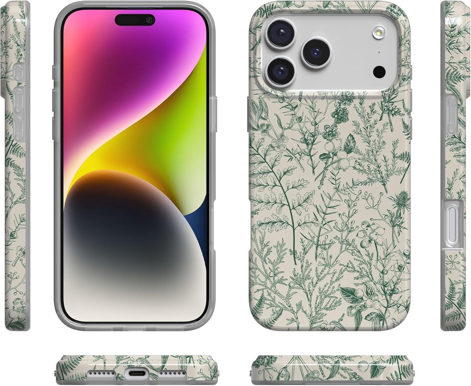 imageCasely iPhone 17 Pro Max Case  Field of Flowers  Pastel Floral  Compatible with MagSafe  Classic Ultra Slim DesignSage Garden  Green Floral