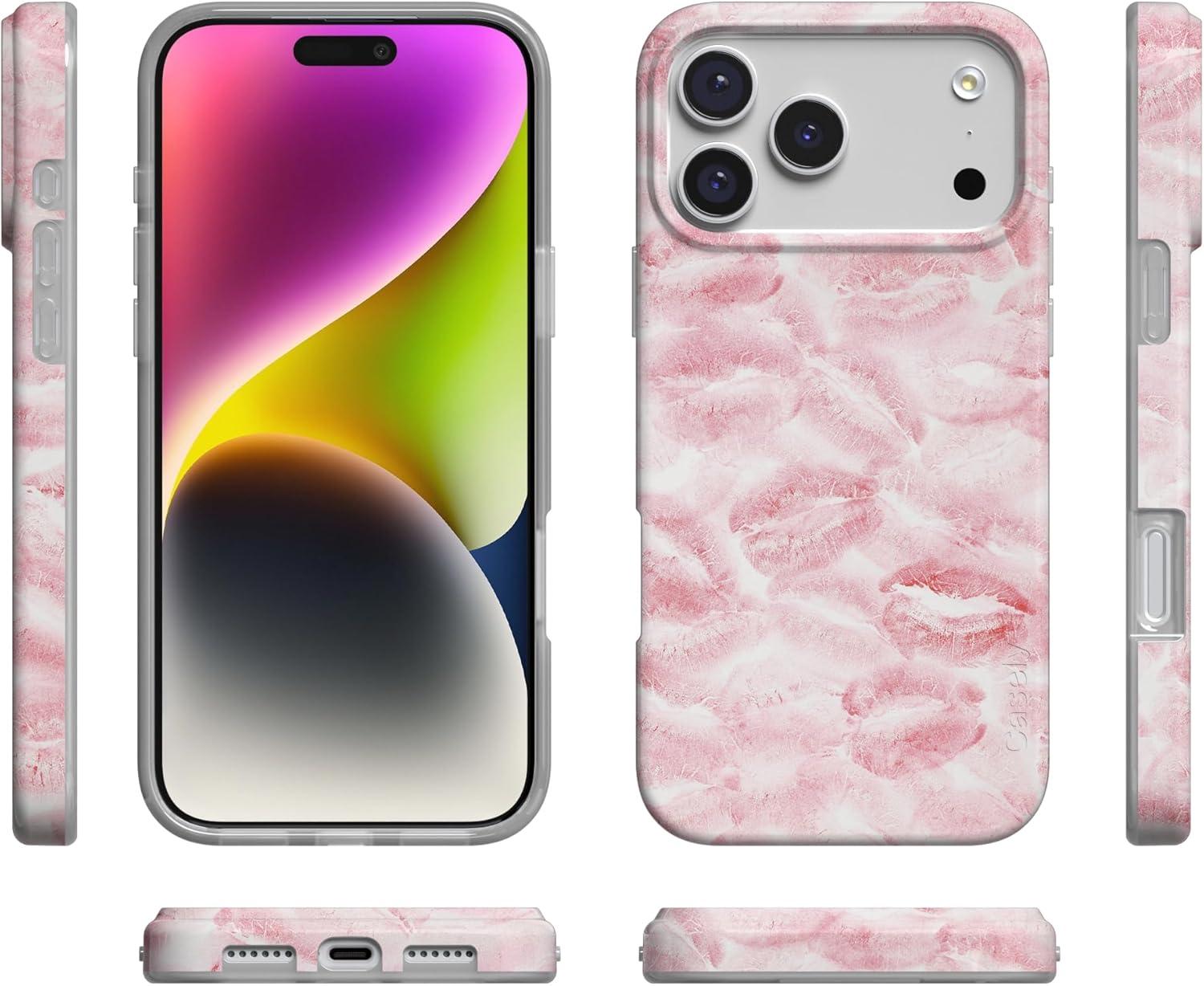 imageCasely iPhone 17 Pro Max Case  Field of Flowers  Pastel Floral  Compatible with MagSafe  Classic Ultra Slim DesignSealed with a Kiss  Pink Lipstick