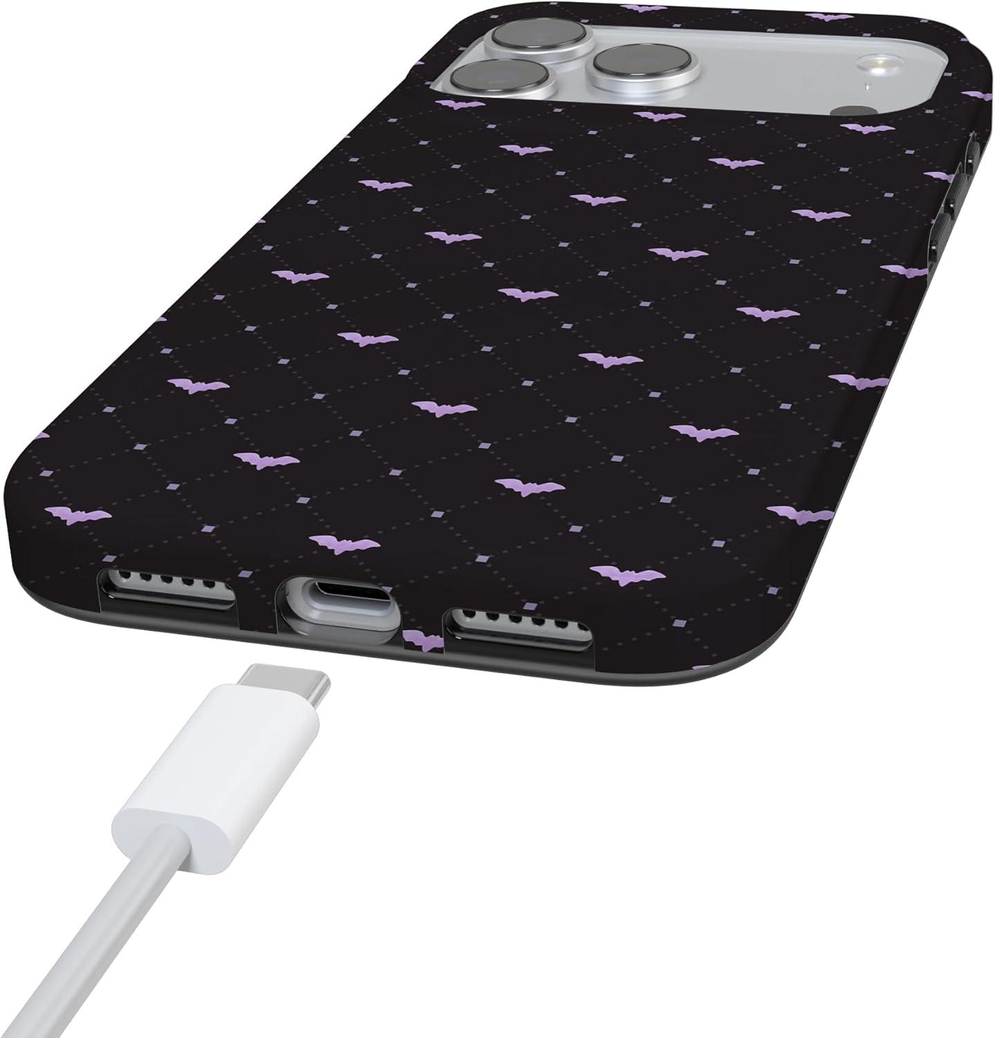 imageCasely iPhone 17 Pro Max Case  Field of Flowers  Pastel Floral  Compatible with MagSafe  Classic Ultra Slim DesignSuch a Battie  Purple Bats