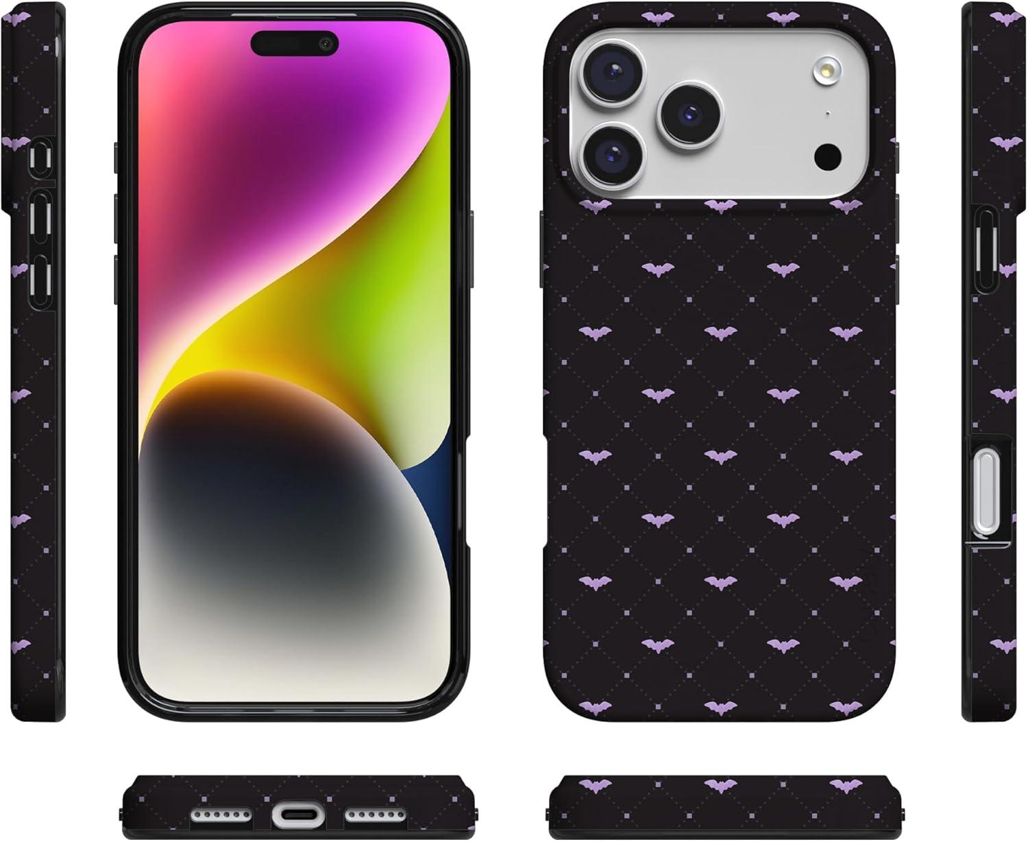 imageCasely iPhone 17 Pro Max Case  Field of Flowers  Pastel Floral  Compatible with MagSafe  Classic Ultra Slim DesignSuch a Battie  Purple Bats