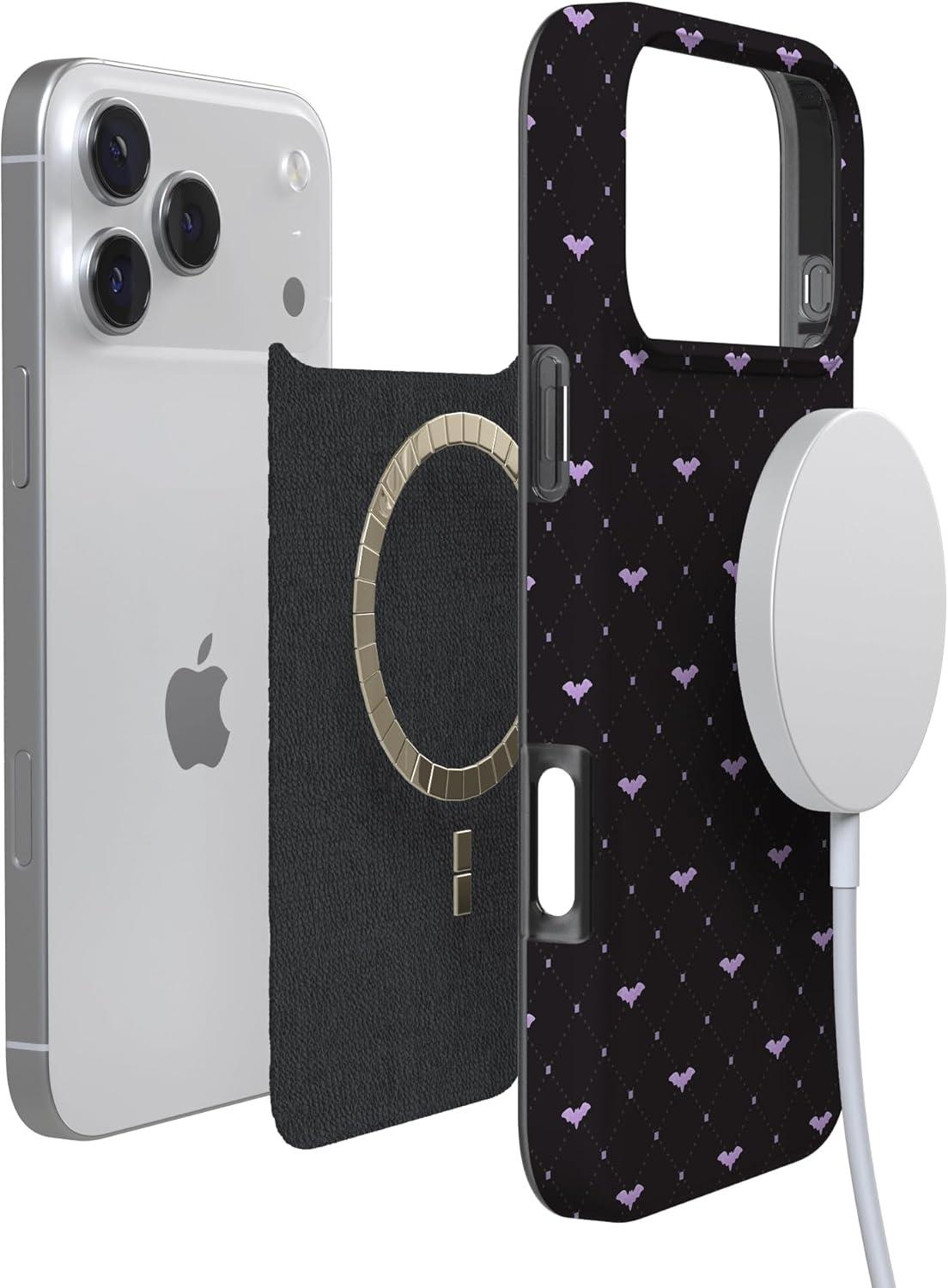 imageCasely iPhone 17 Pro Max Case  Field of Flowers  Pastel Floral  Compatible with MagSafe  Classic Ultra Slim DesignSuch a Battie  Purple Bats