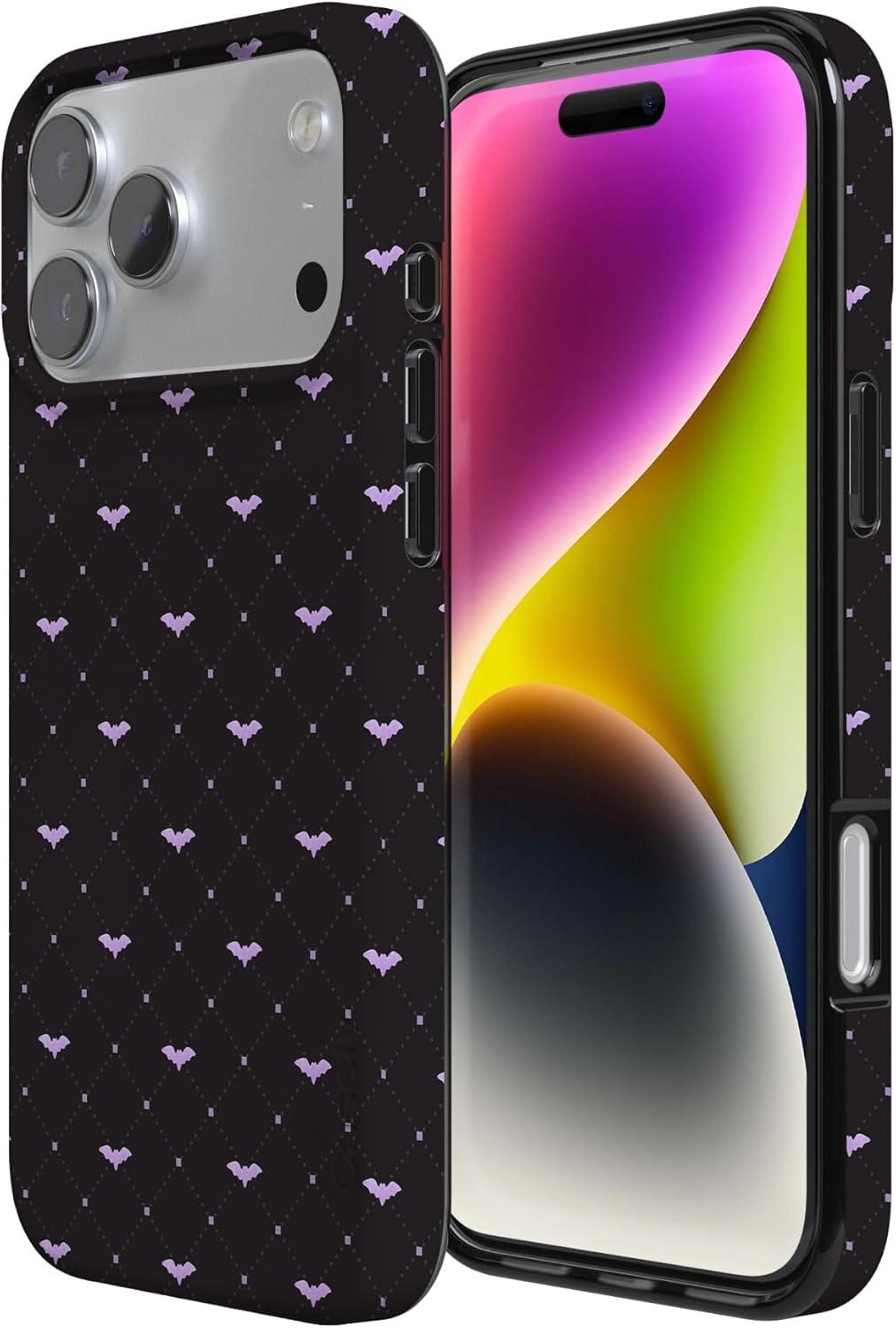 imageCasely iPhone 17 Pro Max Case  Field of Flowers  Pastel Floral  Compatible with MagSafe  Classic Ultra Slim DesignSuch a Battie  Purple Bats