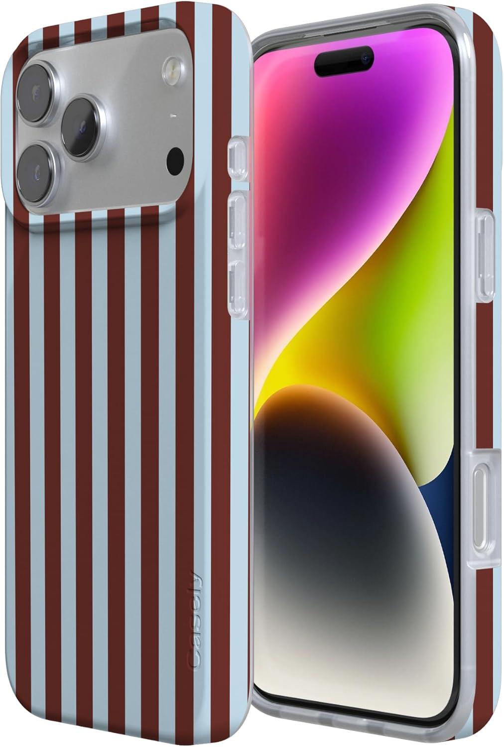 imageCasely iPhone 17 Pro Max Case  Field of Flowers  Pastel Floral  Compatible with MagSafe  Classic Ultra Slim DesignSunday in Brooklyn  Chocolate Stripes