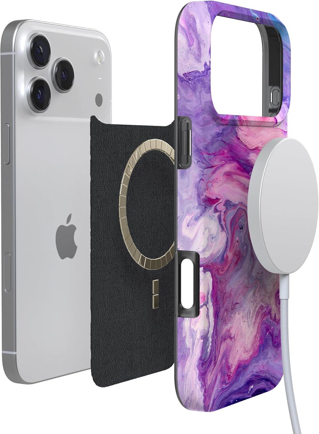 imageCasely iPhone 17 Pro Max Case  Field of Flowers  Pastel Floral  Compatible with MagSafe  Classic Ultra Slim DesignTie Dying Over You  Purple Marble
