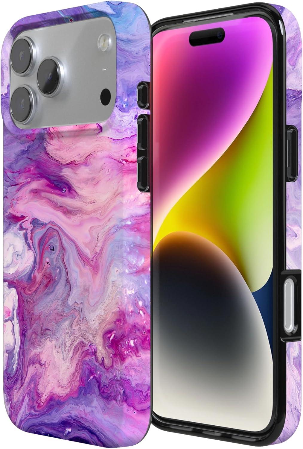 imageCasely iPhone 17 Pro Max Case  Field of Flowers  Pastel Floral  Compatible with MagSafe  Classic Ultra Slim DesignTie Dying Over You  Purple Marble