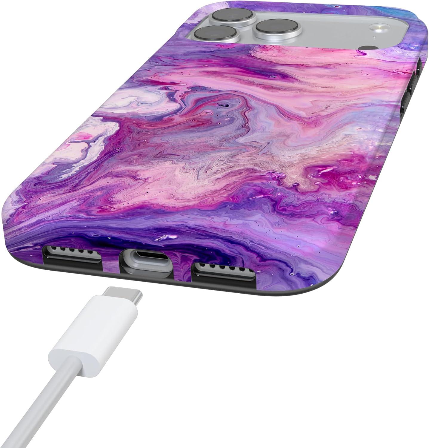 imageCasely iPhone 17 Pro Max Case  Field of Flowers  Pastel Floral  Compatible with MagSafe  Classic Ultra Slim DesignTie Dying Over You  Purple Marble