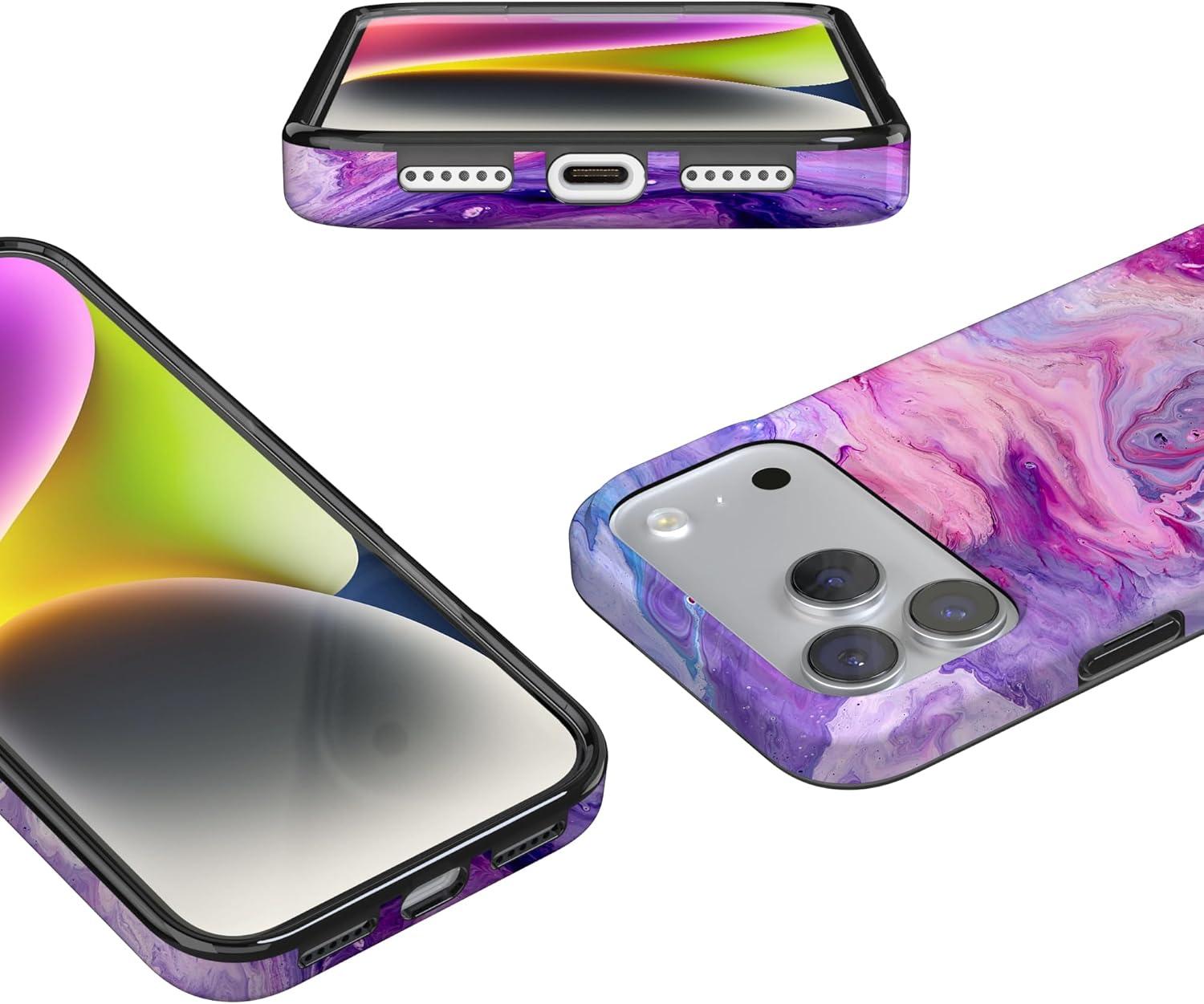 imageCasely iPhone 17 Pro Max Case  Field of Flowers  Pastel Floral  Compatible with MagSafe  Classic Ultra Slim DesignTie Dying Over You  Purple Marble