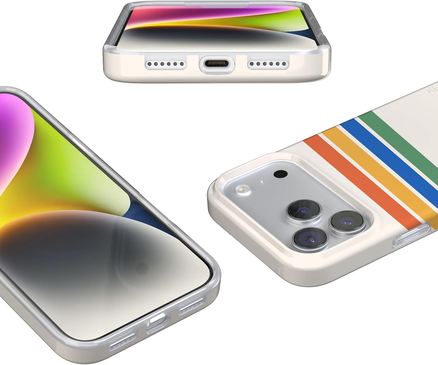 imageCasely iPhone 17 Pro Max Case  Field of Flowers  Pastel Floral  Compatible with MagSafe  Classic Ultra Slim DesignTotally Groovy  Rainbow Stripes Color Block