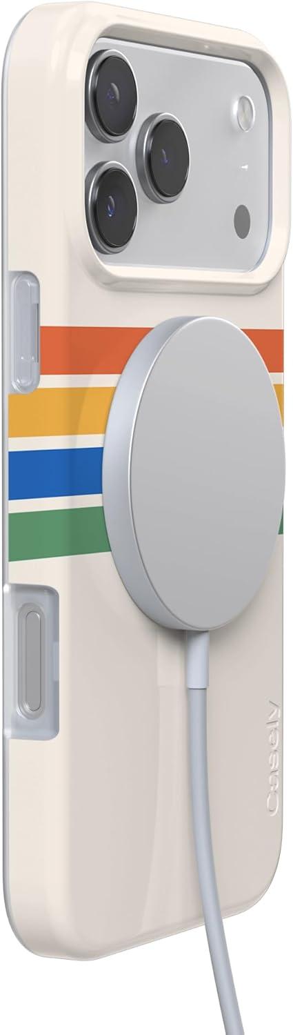 imageCasely iPhone 17 Pro Max Case  Field of Flowers  Pastel Floral  Compatible with MagSafe  Classic Ultra Slim DesignTotally Groovy  Rainbow Stripes Color Block