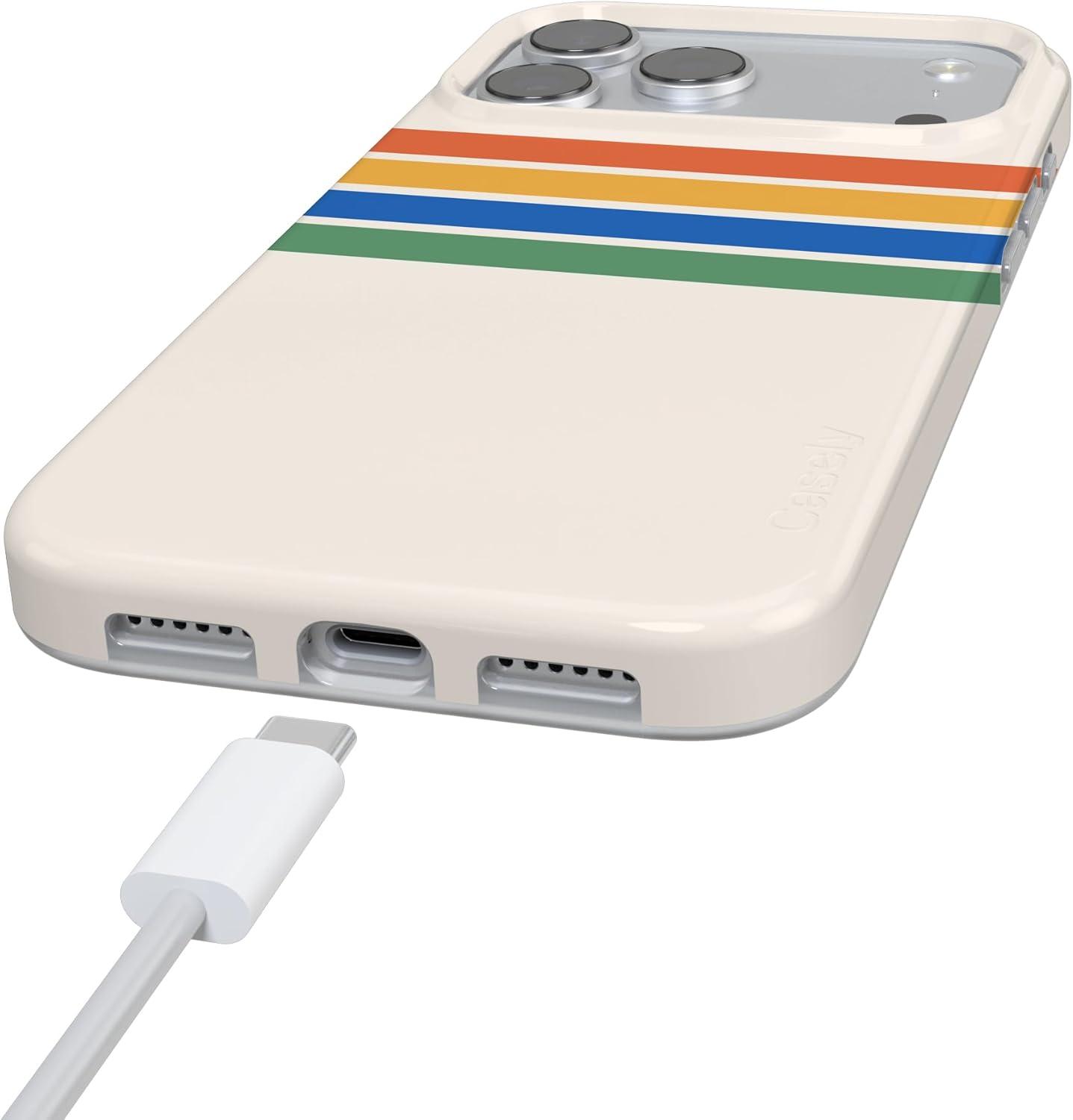 imageCasely iPhone 17 Pro Max Case  Field of Flowers  Pastel Floral  Compatible with MagSafe  Classic Ultra Slim DesignTotally Groovy  Rainbow Stripes Color Block