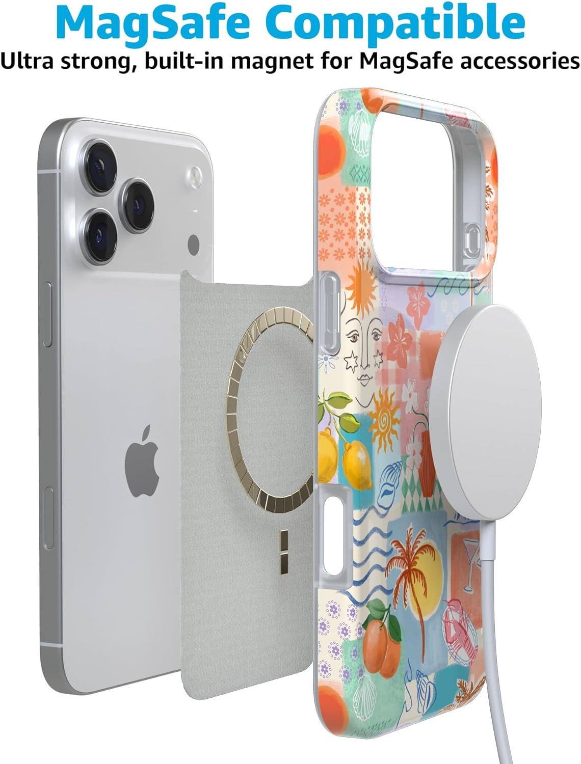 imageCasely iPhone 17 Pro Max Case  Field of Flowers  Pastel Floral  Compatible with MagSafe  Classic Ultra Slim DesignTropical Heat  Beachy Collage