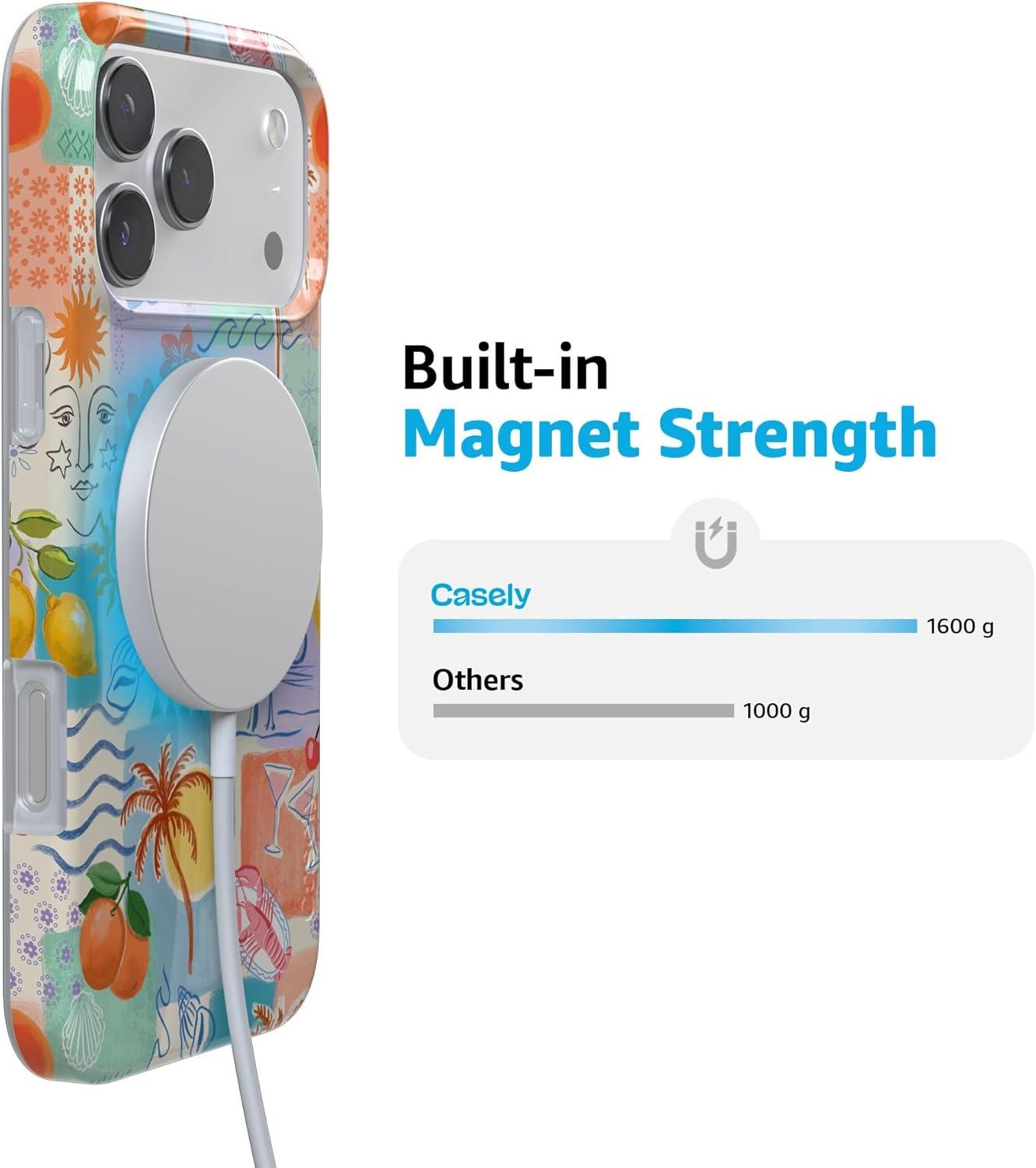 imageCasely iPhone 17 Pro Max Case  Field of Flowers  Pastel Floral  Compatible with MagSafe  Classic Ultra Slim DesignTropical Heat  Beachy Collage