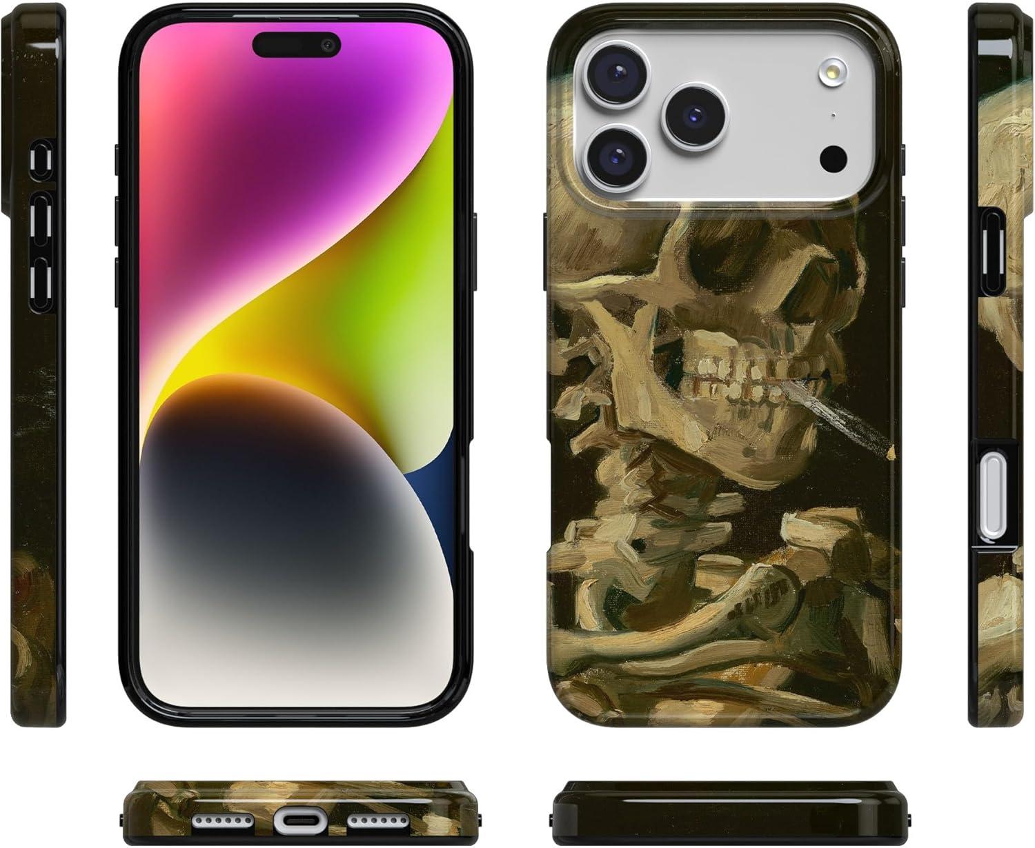 imageCasely iPhone 17 Pro Max Case  Field of Flowers  Pastel Floral  Compatible with MagSafe  Classic Ultra Slim DesignVan Gogh  Head of a Skeleton with a Burning Cig