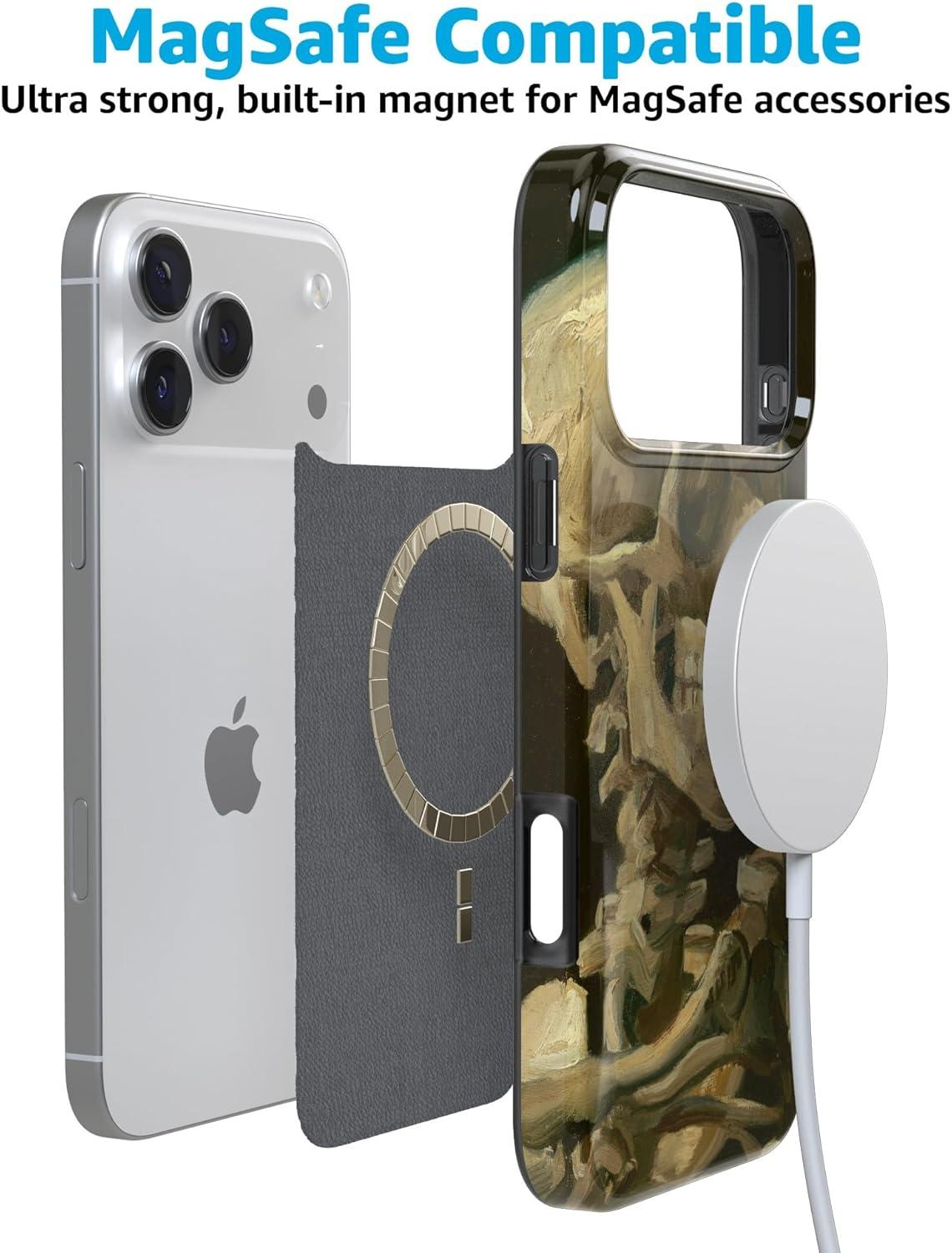 imageCasely iPhone 17 Pro Max Case  Field of Flowers  Pastel Floral  Compatible with MagSafe  Classic Ultra Slim DesignVan Gogh  Head of a Skeleton with a Burning Cig