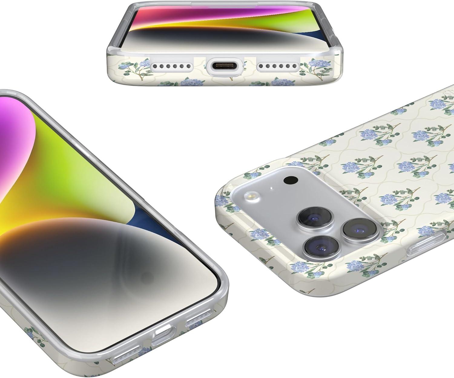 imageCasely iPhone 17 Pro Max Case  Field of Flowers  Pastel Floral  Compatible with MagSafe  Classic Ultra Slim DesignVintage Garden  Blue Hydrangea