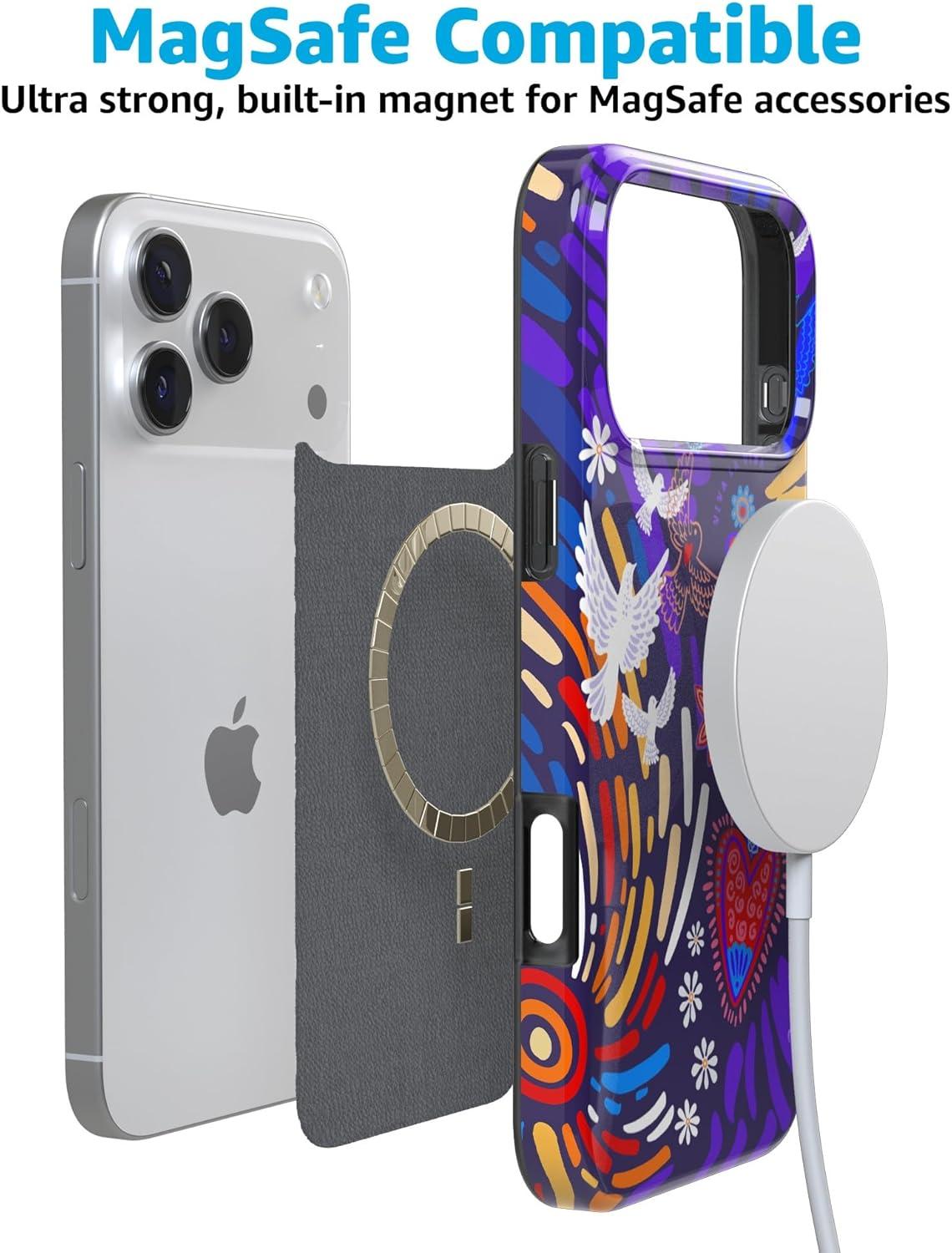 imageCasely iPhone 17 Pro Max Case  Field of Flowers  Pastel Floral  Compatible with MagSafe  Classic Ultra Slim DesignViva La Vida  Frida Kahlo Collage