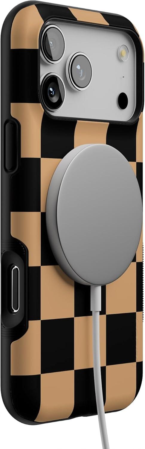 imageCasely iPhone 17 Pro Max Case  Fit Check  Black amp Brown Checkerboard  Bold Protective Design  Compatible with MagSafe