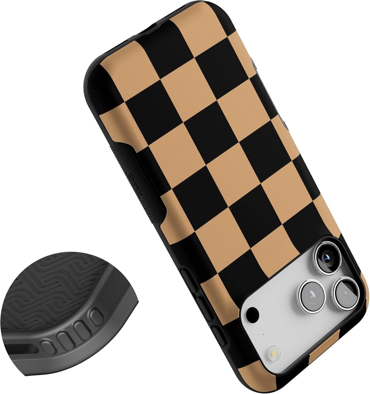 imageCasely iPhone 17 Pro Max Case  Fit Check  Black amp Brown Checkerboard  Bold Protective Design  Compatible with MagSafe