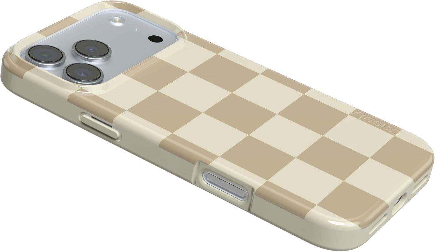 imageCasely iPhone 17 Pro Max Case  Fit Check  Neutral Checkerboard  Compatible with MagSafe  Classic Ultra Slim Design