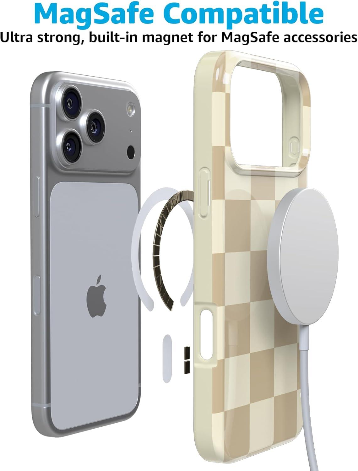 imageCasely iPhone 17 Pro Max Case  Fit Check  Neutral Checkerboard  Compatible with MagSafe  Classic Ultra Slim Design