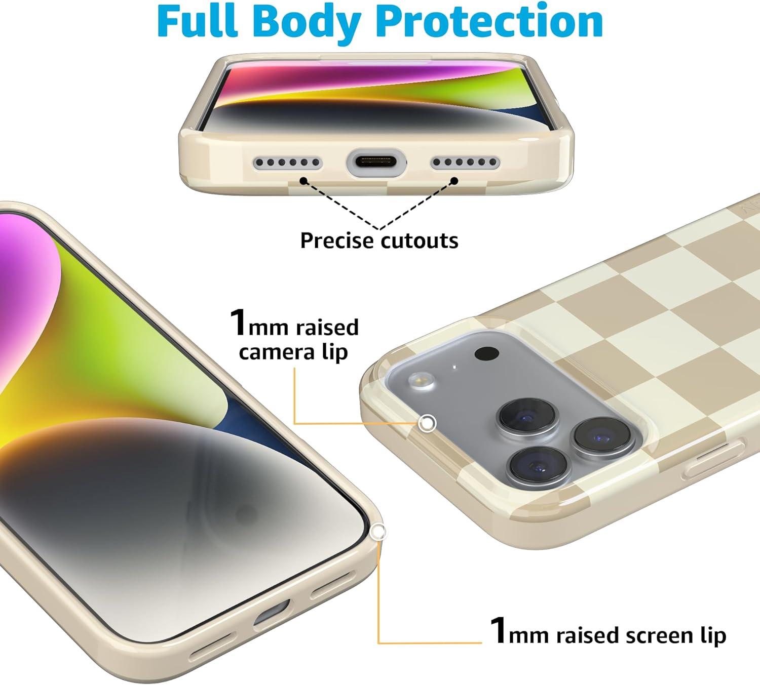 imageCasely iPhone 17 Pro Max Case  Fit Check  Neutral Checkerboard  Compatible with MagSafe  Classic Ultra Slim Design