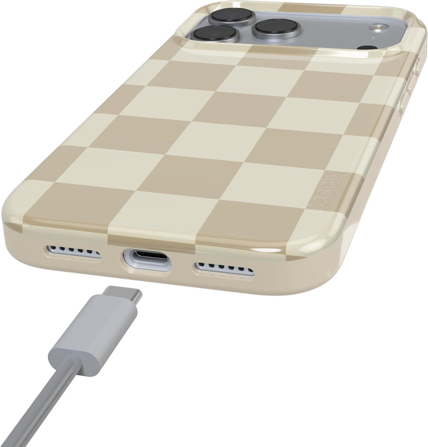 imageCasely iPhone 17 Pro Max Case  Fit Check  Neutral Checkerboard  Compatible with MagSafe  Classic Ultra Slim Design