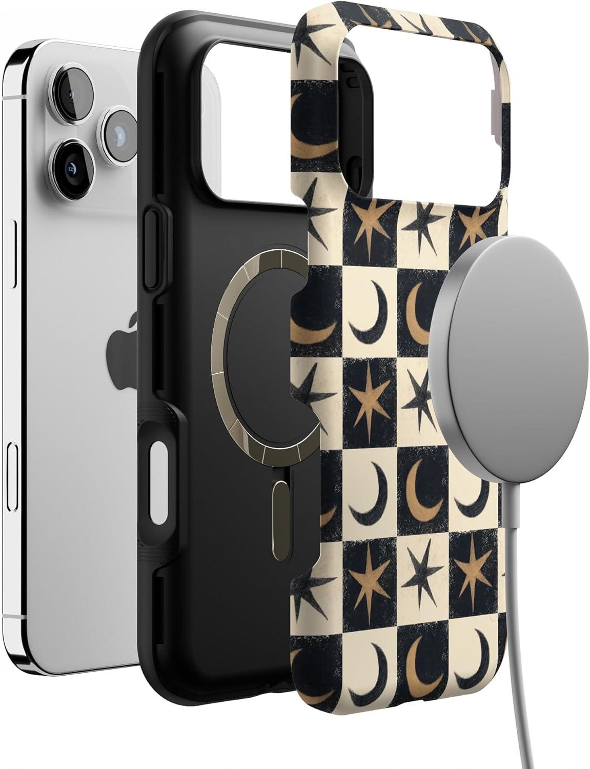 imageCasely iPhone 17 Pro Max Case  Mystic Moonstar  Black Celestial  Bold Protective Design  Compatible with MagSafe